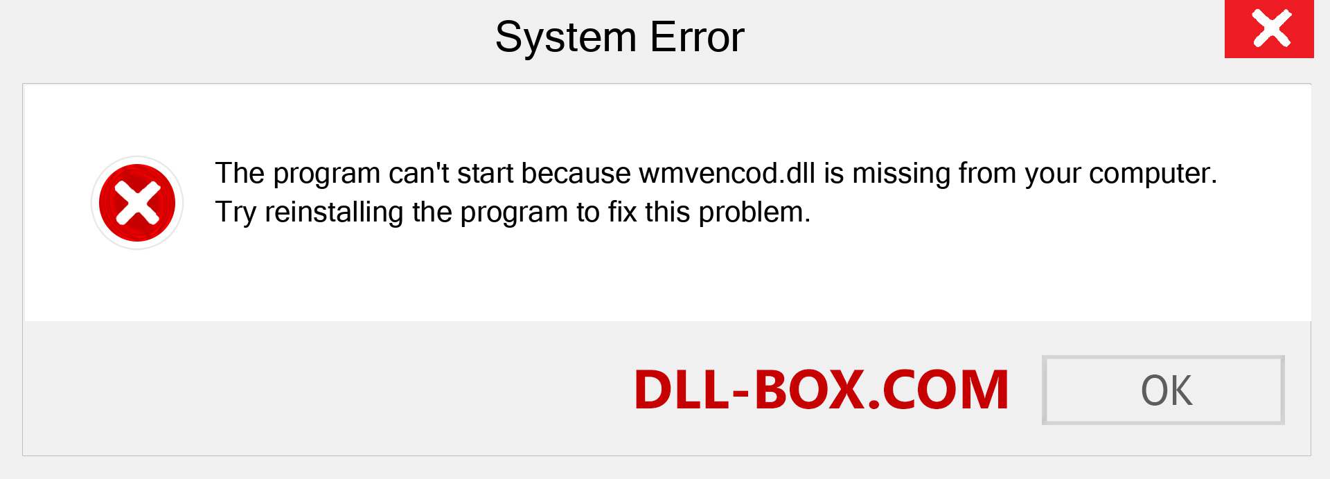  wmvencod.dll file is missing?. Download for Windows 7, 8, 10 - Fix  wmvencod dll Missing Error on Windows, photos, images