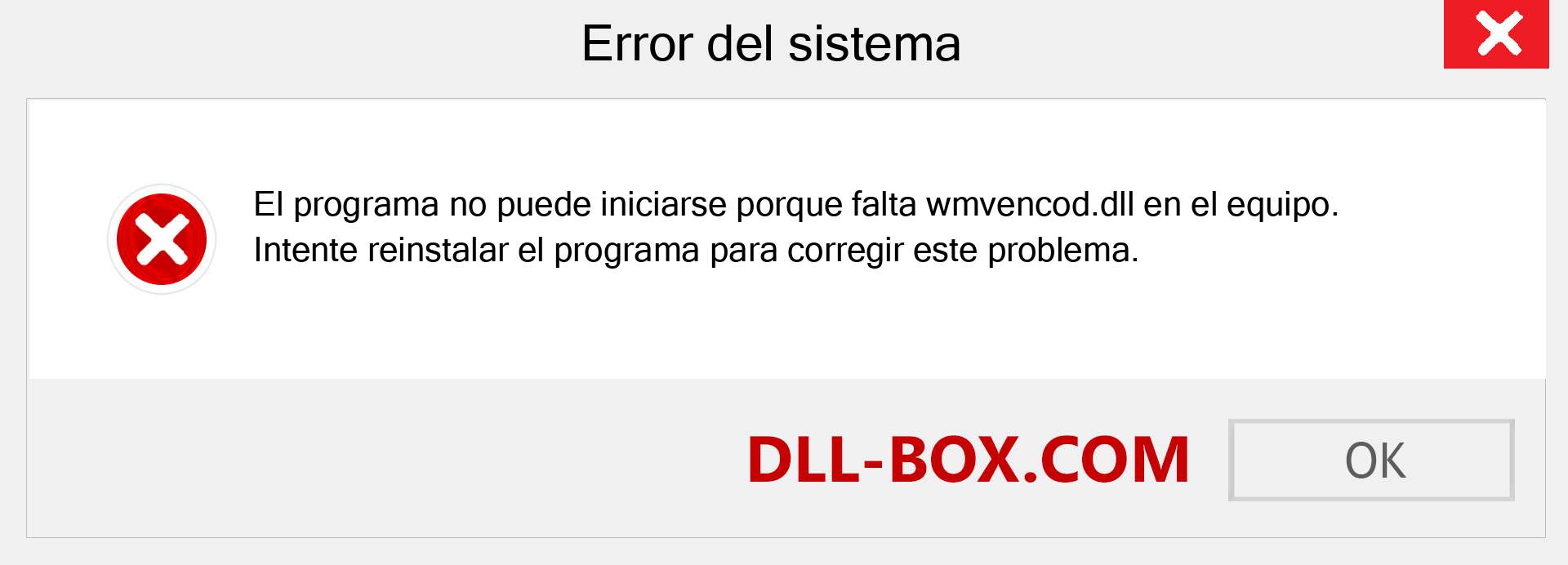 ¿Falta el archivo wmvencod.dll ?. Descargar para Windows 7, 8, 10 - Corregir wmvencod dll Missing Error en Windows, fotos, imágenes